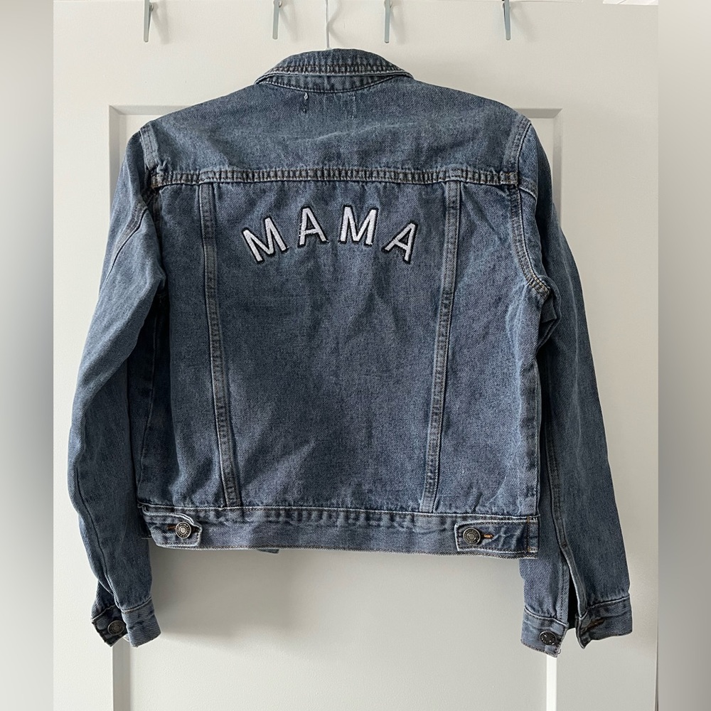 Brand New MAMA Embroidered Jean Jacket